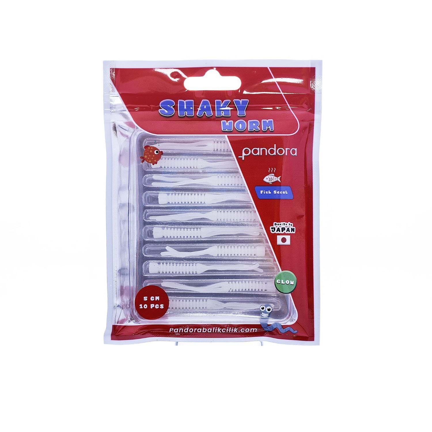 PANDORA BALIKÇILIK Shaky Worm 5 cm 10 Adet  White Glow