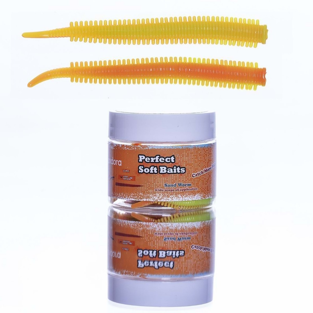 PANDORA BALIKÇILIK Perfect Soft Baits Sandworm 7cm Kavanozlu LRF Silikonu Lemon&Orange
