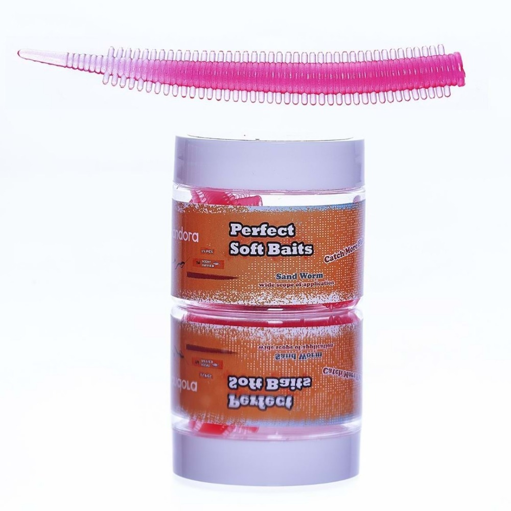 PANDORA BALIKÇILIK Perfect Soft Baits Sandworm 7cm Kavanozlu LRF Silikonu Pink