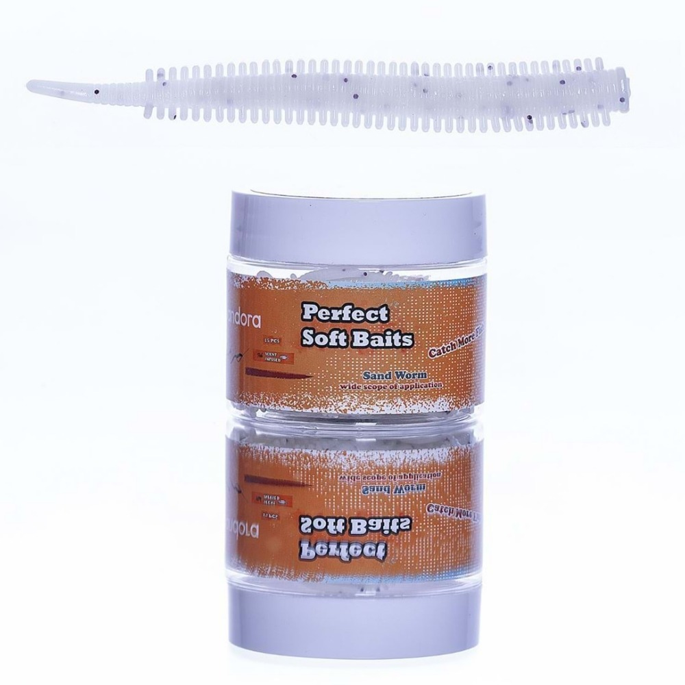 PANDORA BALIKÇILIK Perfect Soft Baits Sandworm 7cm Kavanozlu LRF Silikonu Pearl White