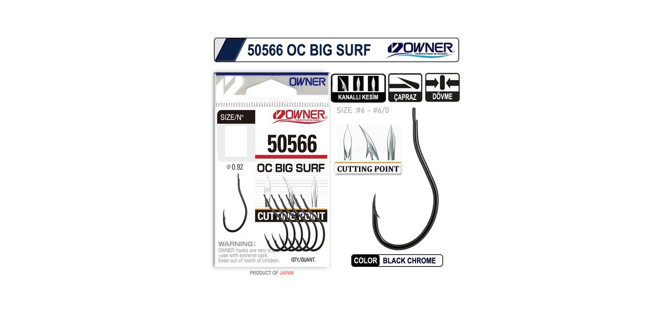 Owner 50566 Cut Big Surf Gun Black Olta İğnesi No : 6/0