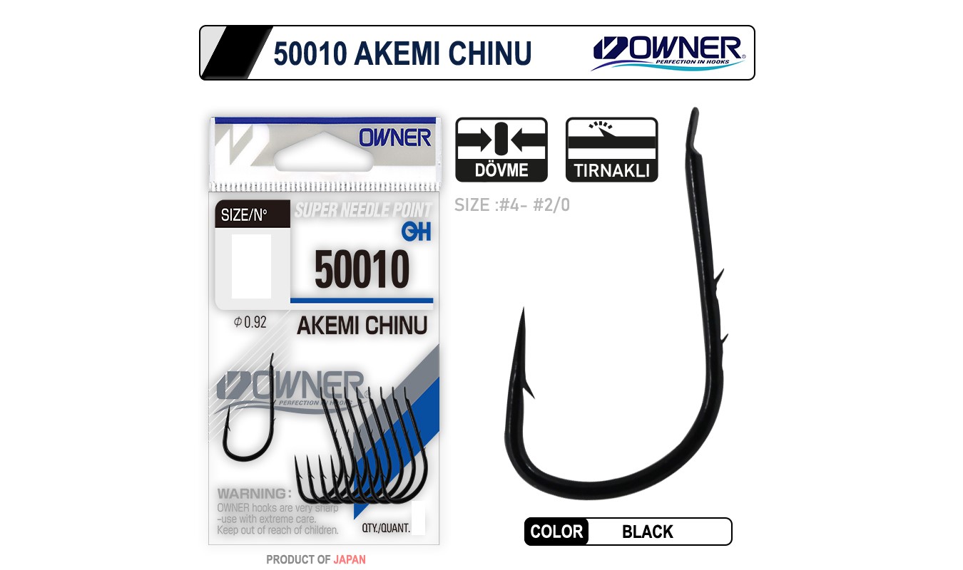 Owner 50010 Akemi Chinu Black Olta İğnesi No : 2/0