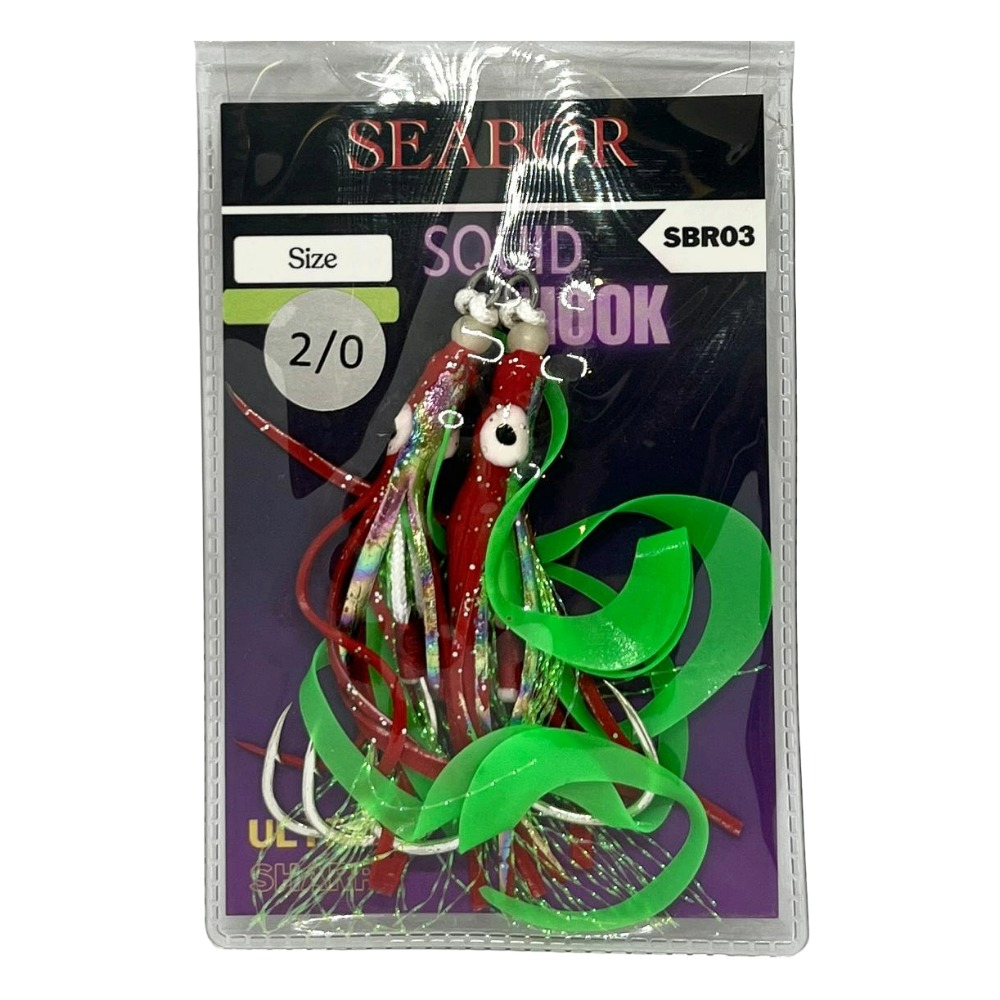 Seabor SEABOR SQUID HOOK, C1 PINK ZEBRA 2/0 (2AD) (8276)