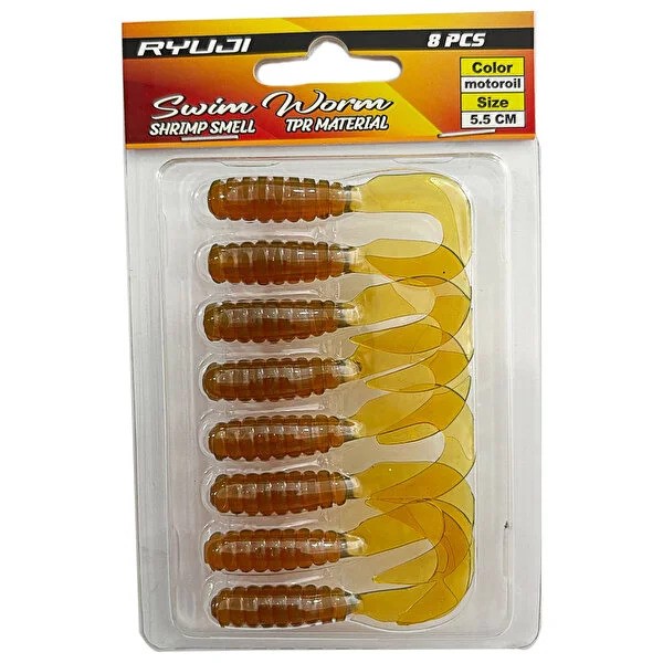 Ryuji Swim Worm 5.5cm 8 Adet LRF Silikon Yem MOTOROİL