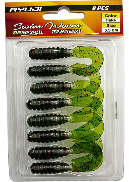 Ryuji Swim Worm 5.5cm 8 Adet LRF Silikon Yem FLAKE