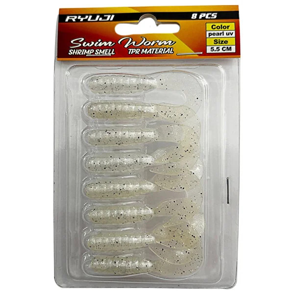 Ryuji Swim Worm 5.5cm Lrf Silikon Renk Pearl Uv