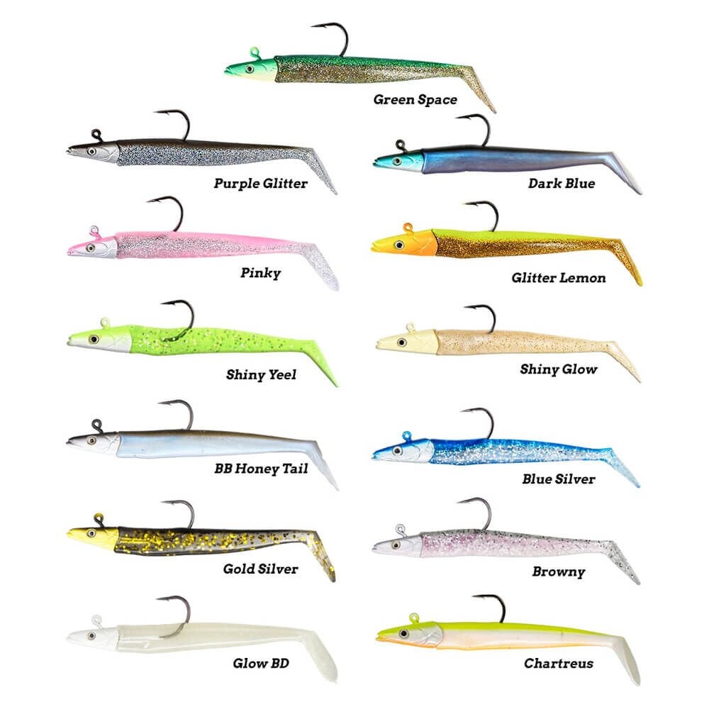 Fujin Zand Eel 11 Cm 7 Gr ve 14 Gr Double Body ve Jig Head Silikon Yem Glow BD