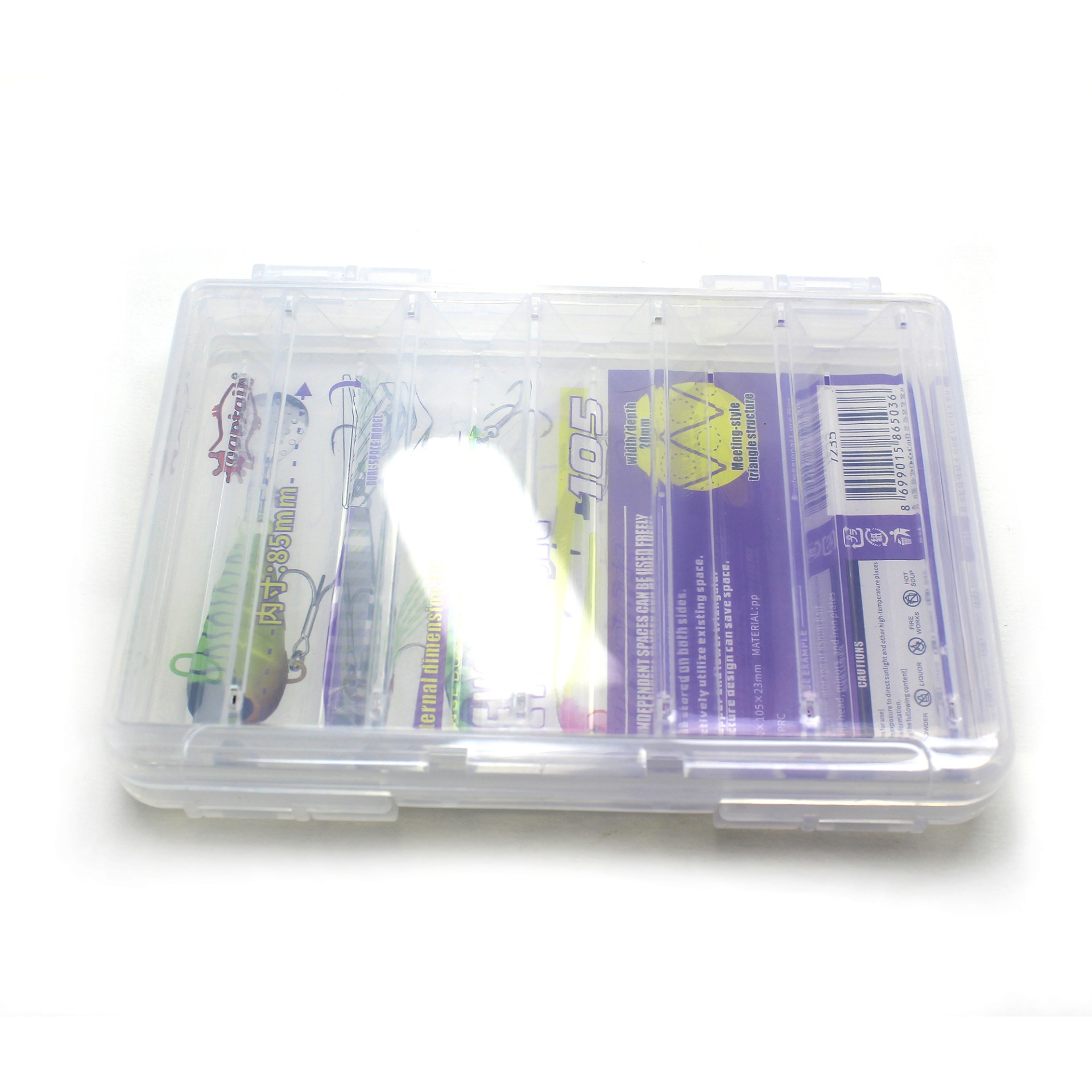 Captain Captain 7235 Profesyonel Sahte Balık ve Jig Kutusu 14x10x3cm İç uzunluğu 8,5cm olan tüm maket balık